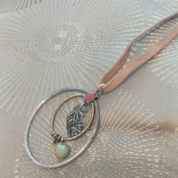 Lucky Brand Jewelry - Leather feather pendant necklace